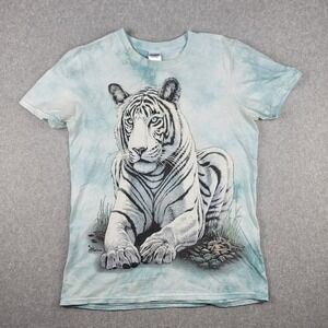 The Mountain Siberian Tiger Shirt Light Blue Tie Dye Wildlife Graphic Nature Tee